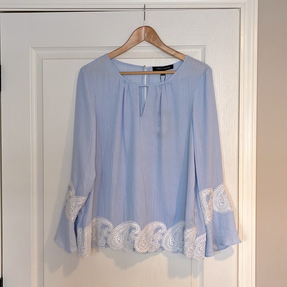 Tommy Hilfiger Tops - Tommy Hilfiger striped lace embroidered blouse